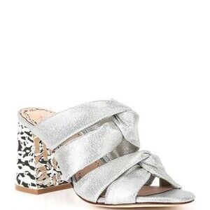 Muse by Marchesa Silver Crisscross Twist Sandals Heels Leather Sole Women’s 9